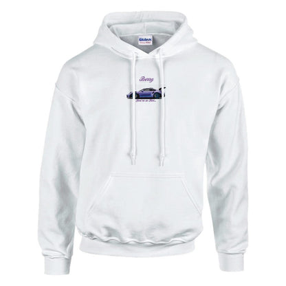 Weißer Berry Porsche Design Hoodie aus schwerem Baumwoll-Polyester-Mischgewebe mit doppelt gefütterter Kapuze und Beuteltasche
