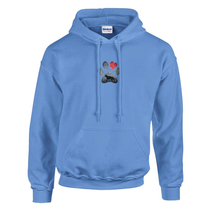 Blauer Hunde Liebhaber Hoodie mit Schäferhund Pfoten- und Herzdesign aus Baumwoll-Polyester-Mischgewebe mit Kapuze und Beuteltasche
