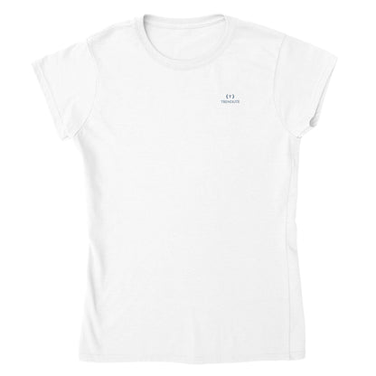 weißes klassisches T-Shirt aus 100% Baumwolle mit schmaler Passform und seitlichen Nähten für Damen