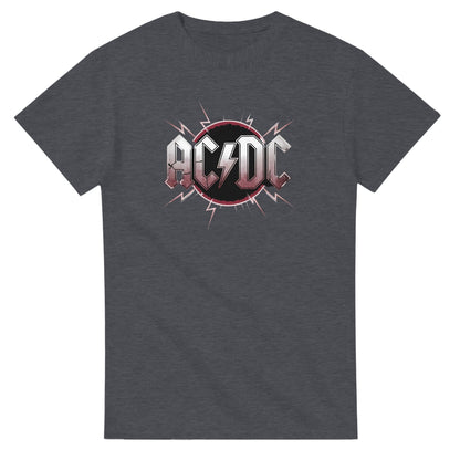 Dunkelgraues AC DC T-Shirt aus schwerer Baumwolle mit klassischem Fit und Bandlogo vorne für Hard Rock Fans