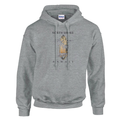 grauer Pullover Hoodie Sommer Feeling Hawaii mit Kapuze und Kängurutasche aus Baumwoll-Polyester-Mischung