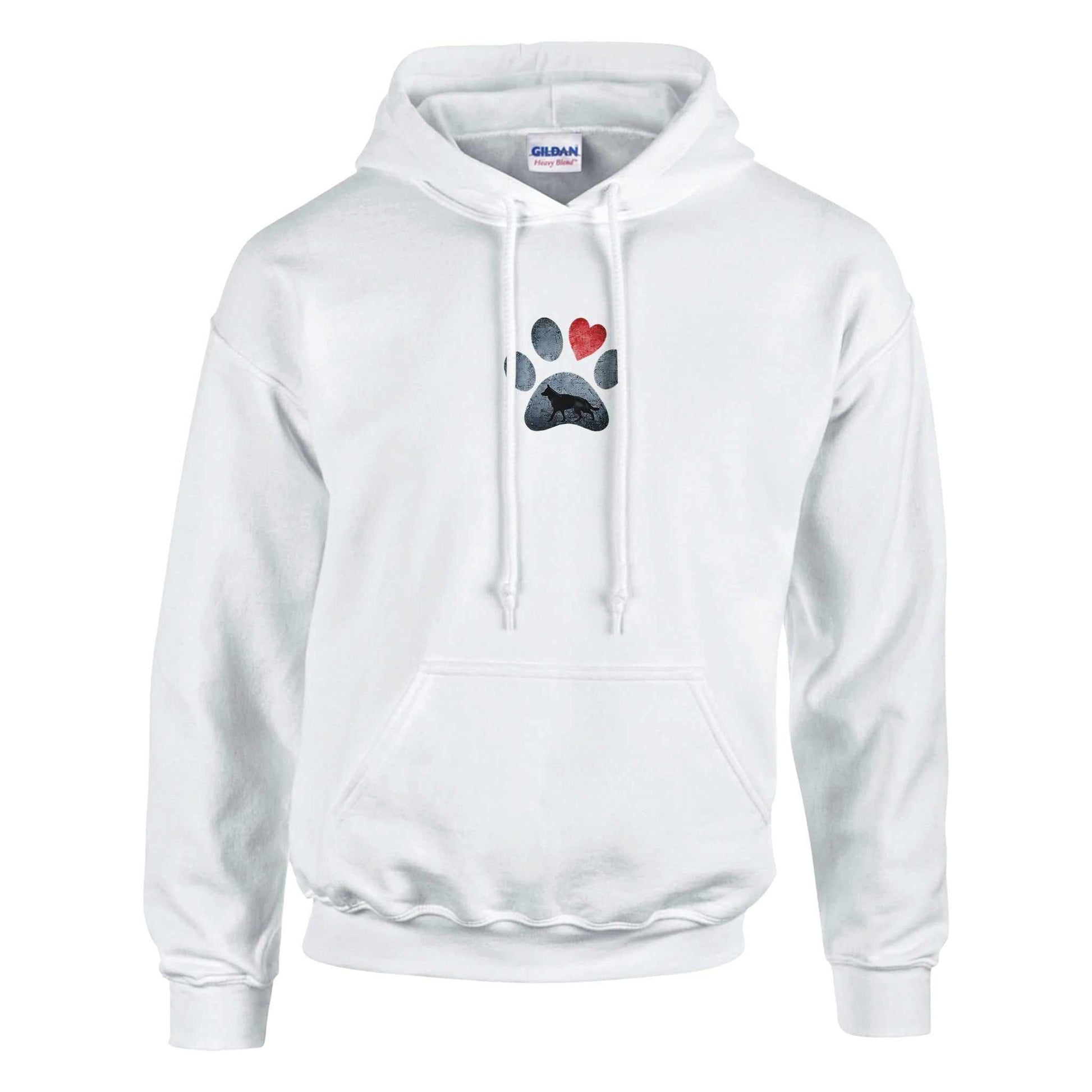 Weißer Hunde Liebhaber Hoodie mit Schäferhund Pfoten- und Herzdesign aus Baumwoll-Polyester-Mischgewebe