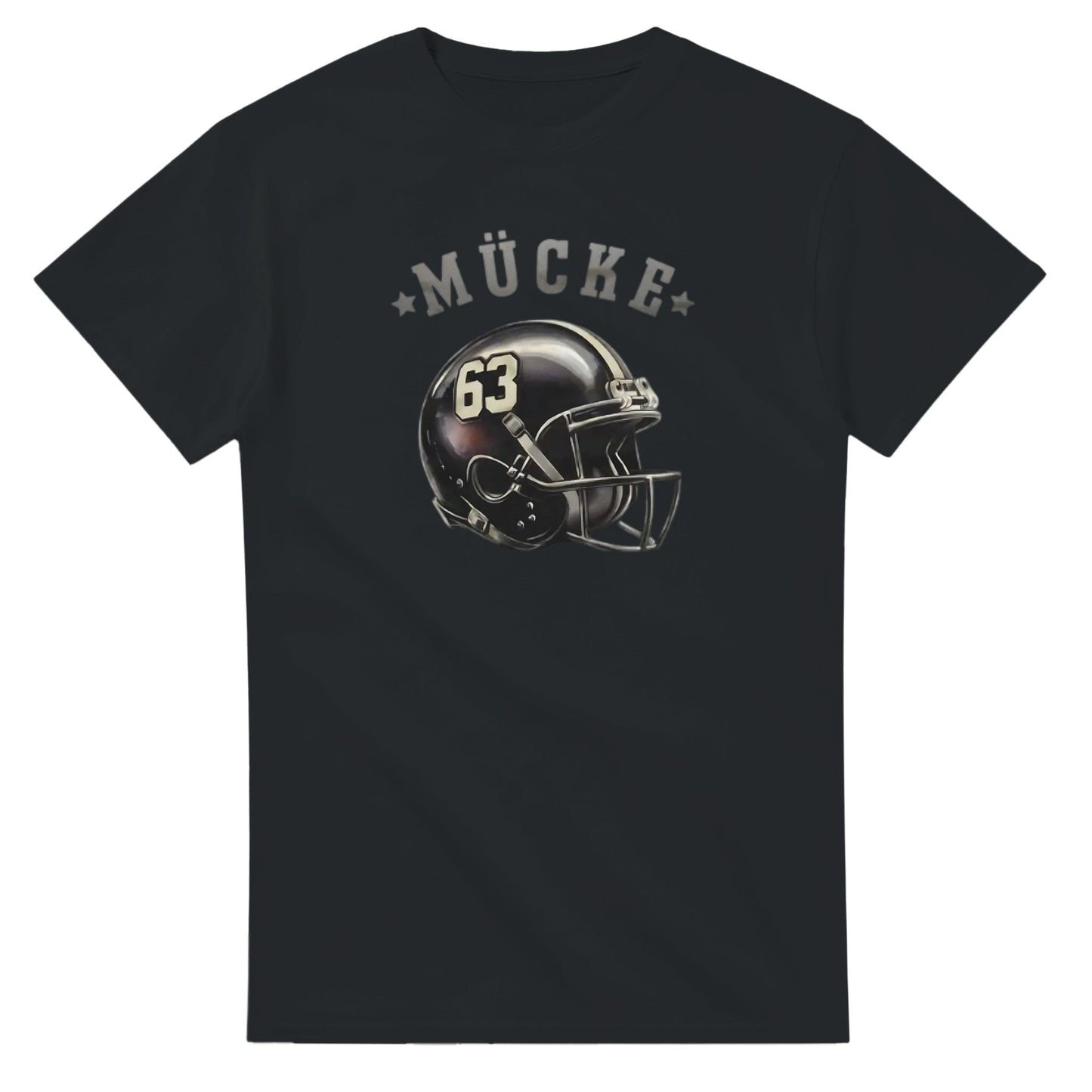 schwarzes bud spencer t-shirt mücke aus hochwertiger baumwolle für starke männer mit football helm print und robuster doppelnaht