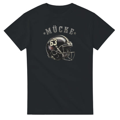 Schwarzes Bud Spencer T-Shirt Mücke aus hochwertiger Baumwolle für starke Männer mit Football Helm Print und robuster Doppelnaht