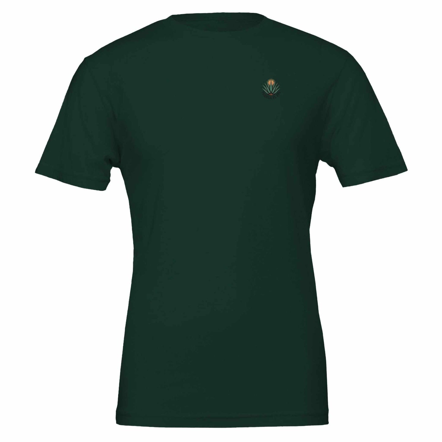 tequila sommer t-shirt unisex grün mit kleinem agaven-logo, weich und nachhaltig aus 100% baumwolle