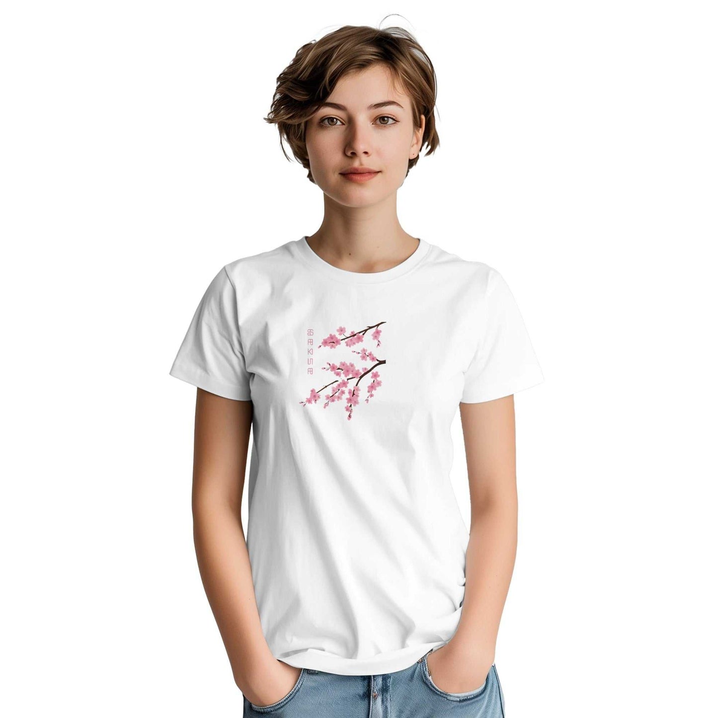 damen sakura dreams t-shirt mit japanischem kirschblüten-design aus weicher baumwolle