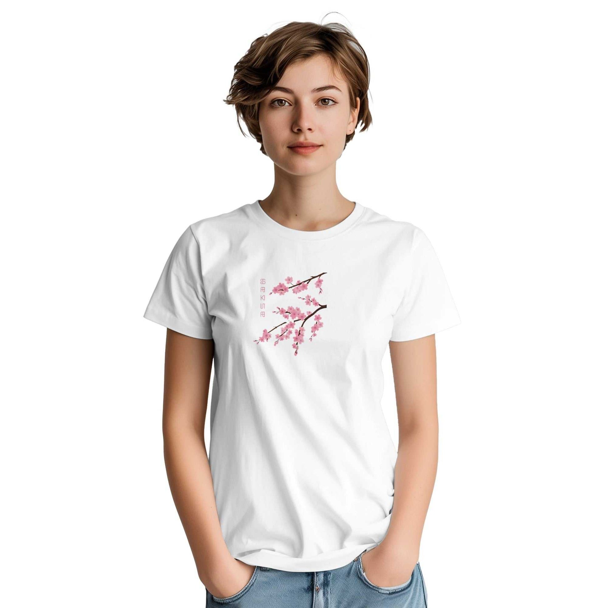 Damen Sakura Dreams T-Shirt mit japanischem Kirschblüten-Design aus weicher Baumwolle
