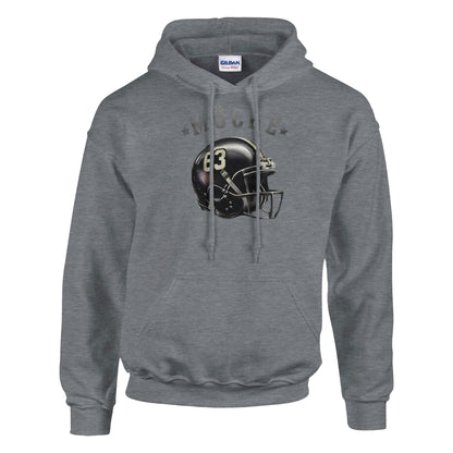 grauer Bud Spencer Hoodie mit Football-Helm Motiv und Kängurutasche für starke Männer, normale Passform