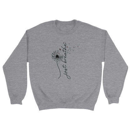 graues Sweatshirt Entspannungs Pullover aus weicher Baumwollpoly-Mischung mit "just breathe" Print und komfortablem, langlebigem Design