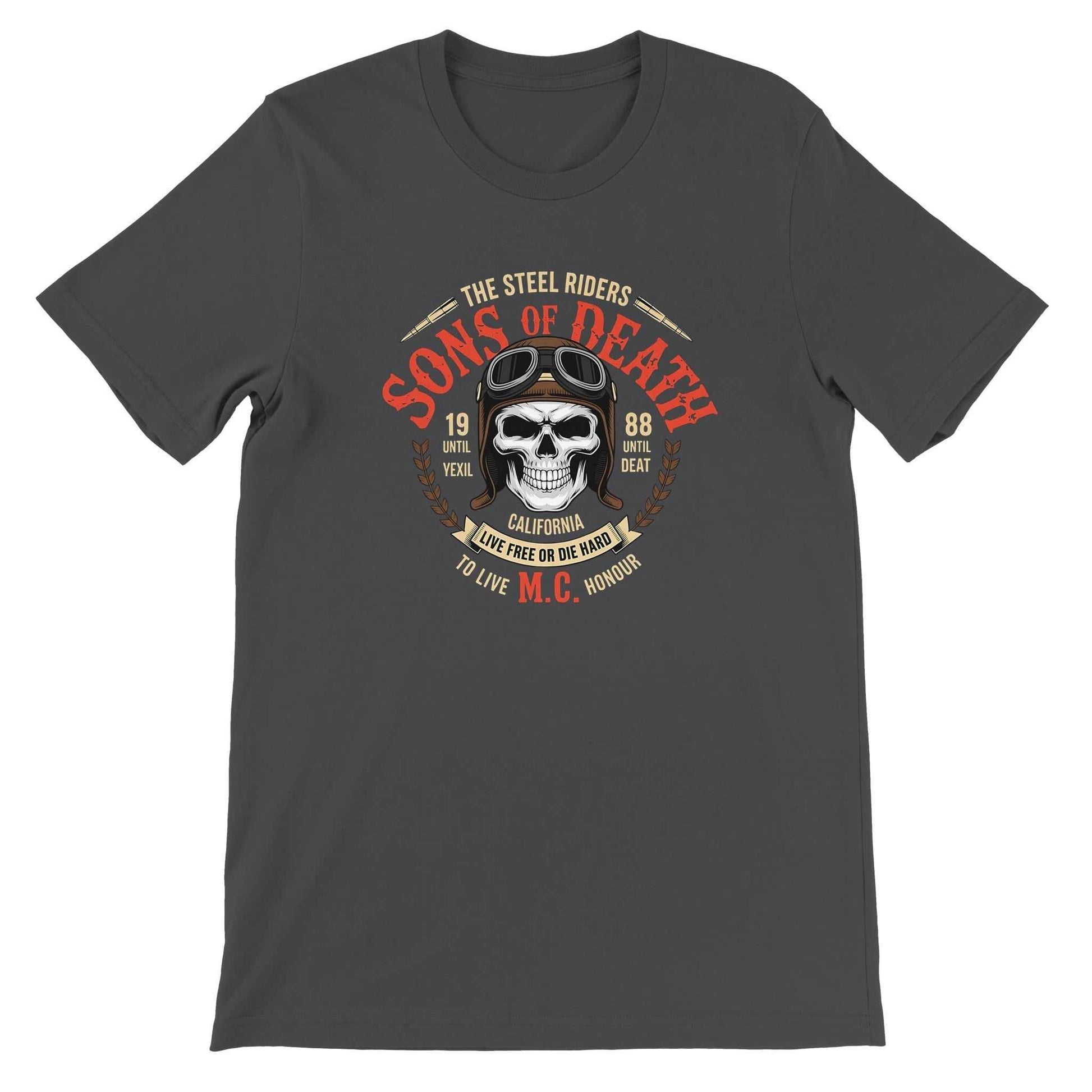 Biker T-Shirt mit Sons of Death Totenkopf-Design, 100% Baumwolle, unisex, bequem und robust
