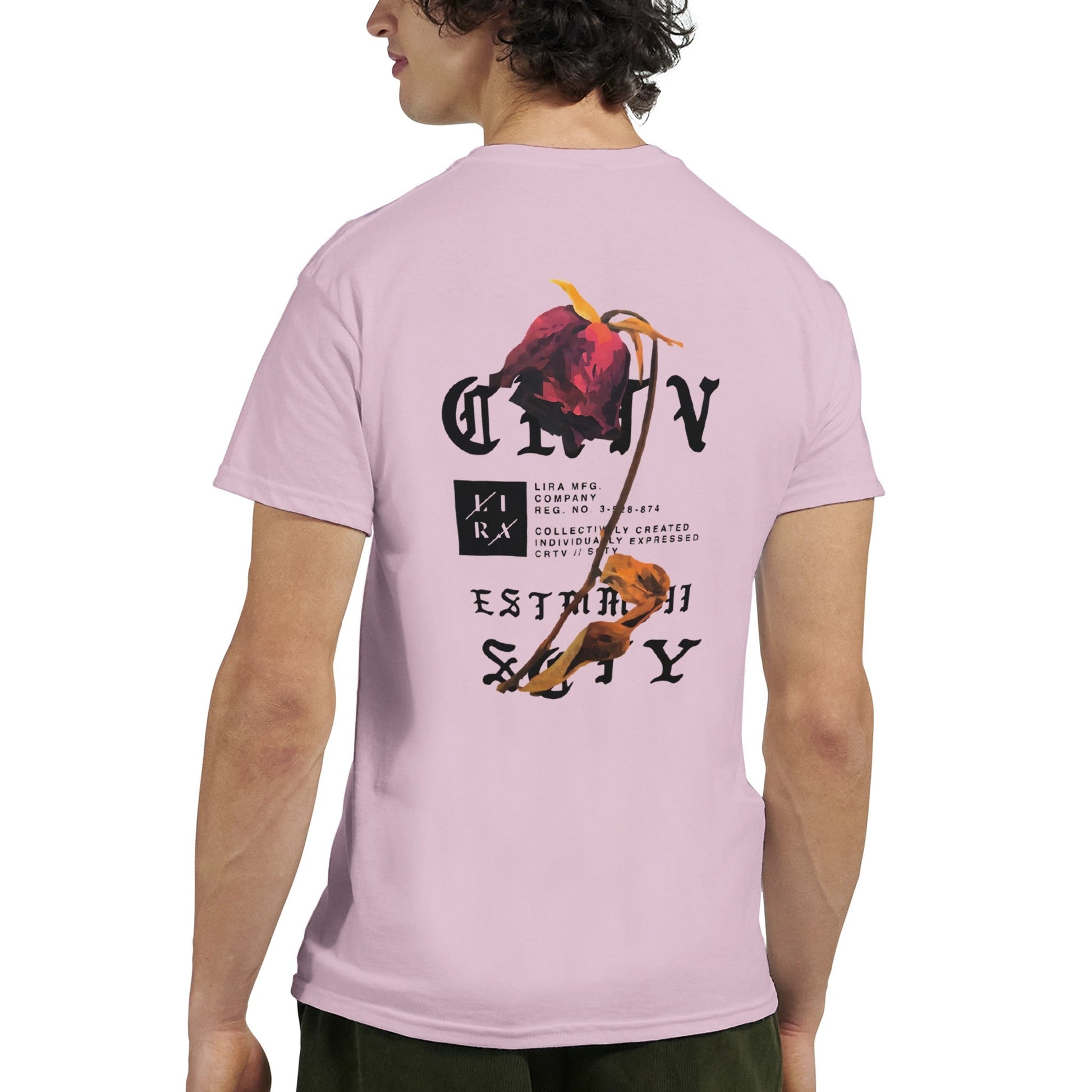 Lira Streetart Unisex T-Shirt in pink with graphic back design, heavy cotton, durable and casual style