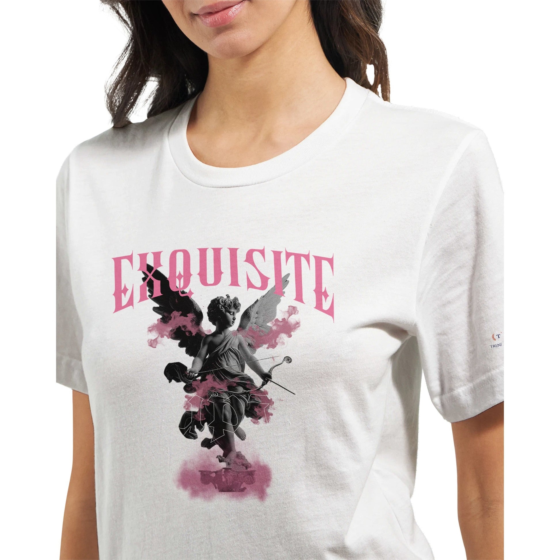 Weißes Unisex Crewneck T-Shirt aus weicher Baumwolle mit Exquisite-Druck und nachhaltiger Herstellung