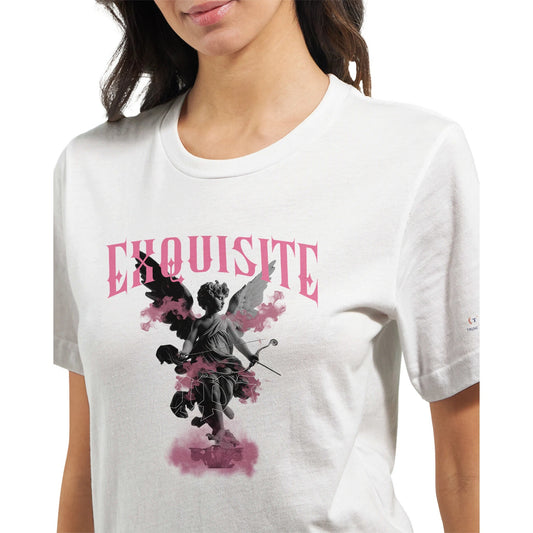 Weißes Unisex Crewneck T-Shirt aus weicher Baumwolle mit Exquisite-Druck und nachhaltiger Herstellung