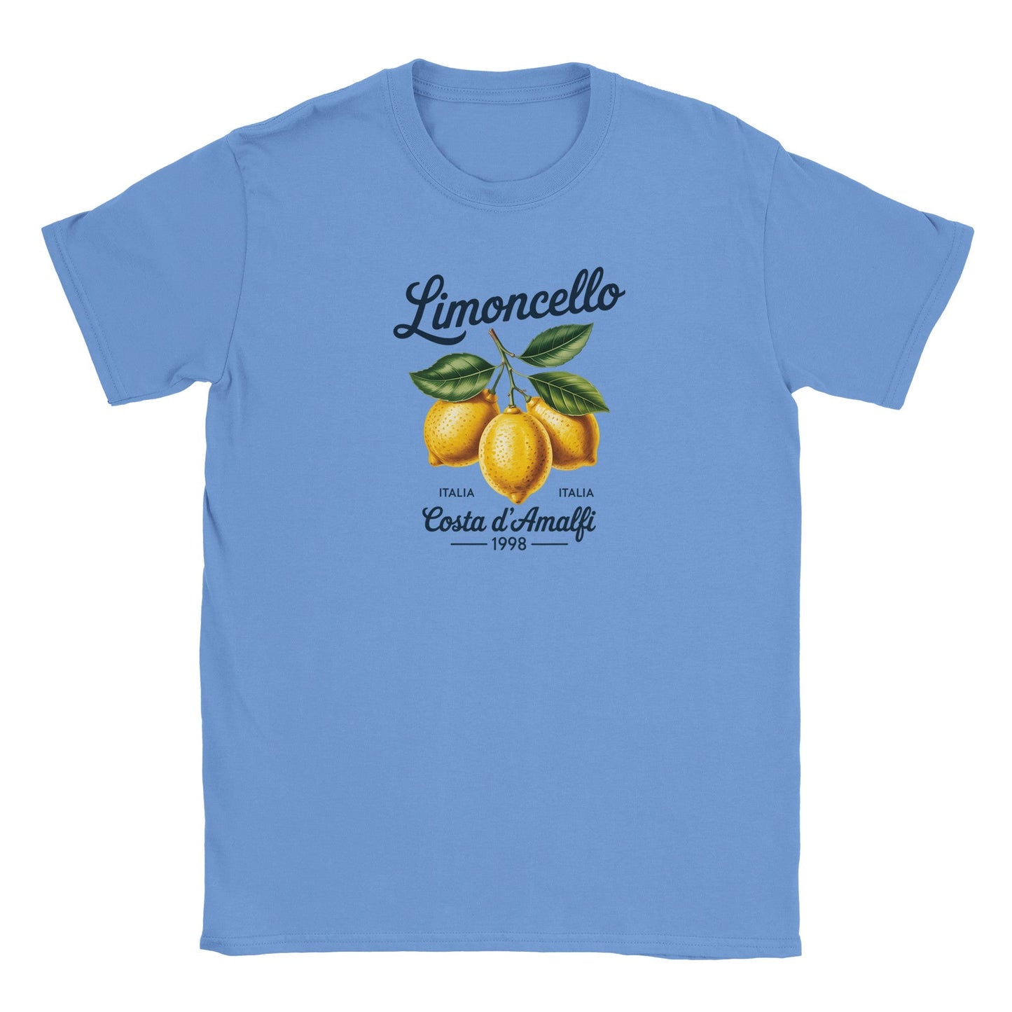limoncello italien t-shirt in blau mit zitronenmotiv und stilvollem druck, perfekt für den sommer.