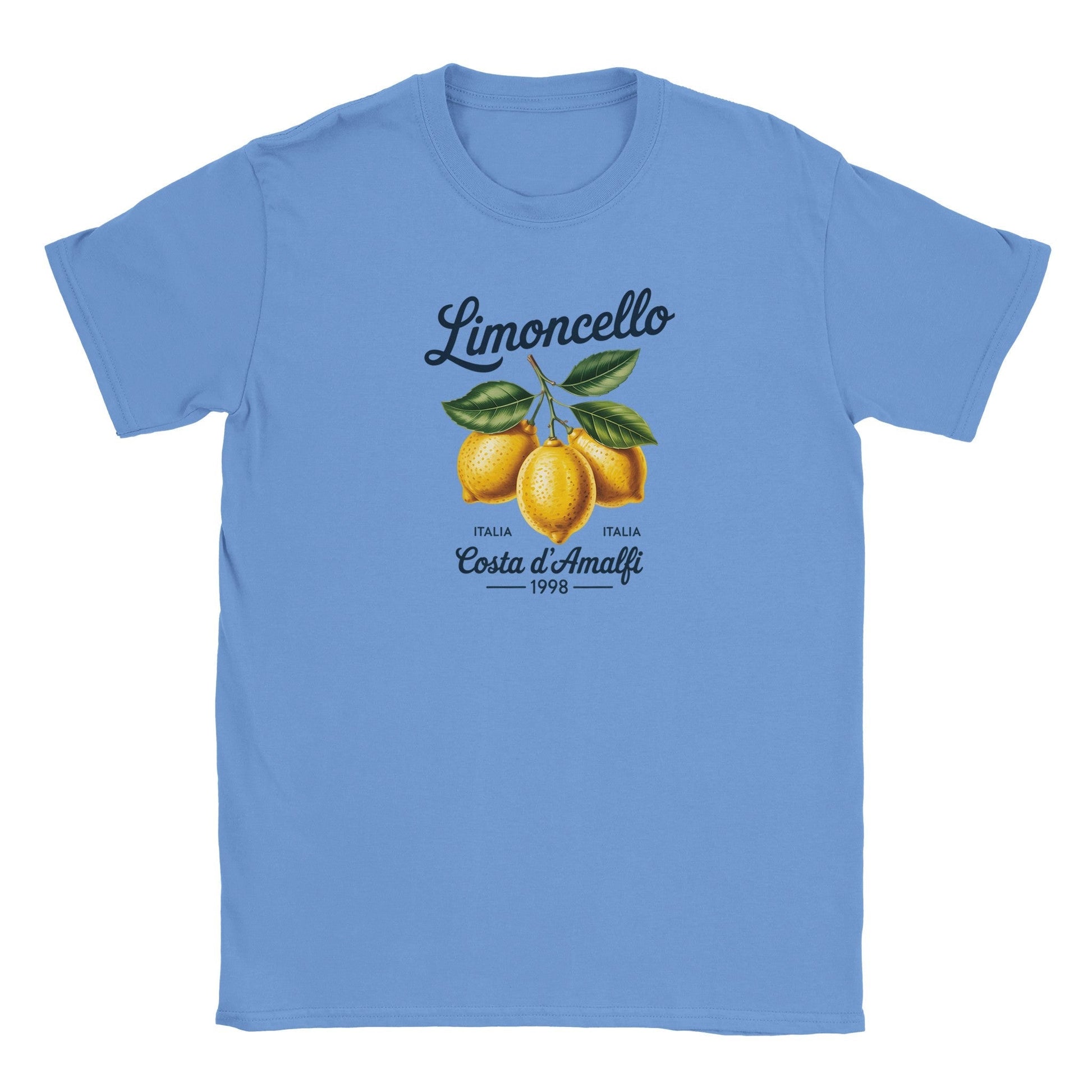 Light blue Limoncello Italien T-Shirt with lemon graphic and seamless neckline perfect for summer