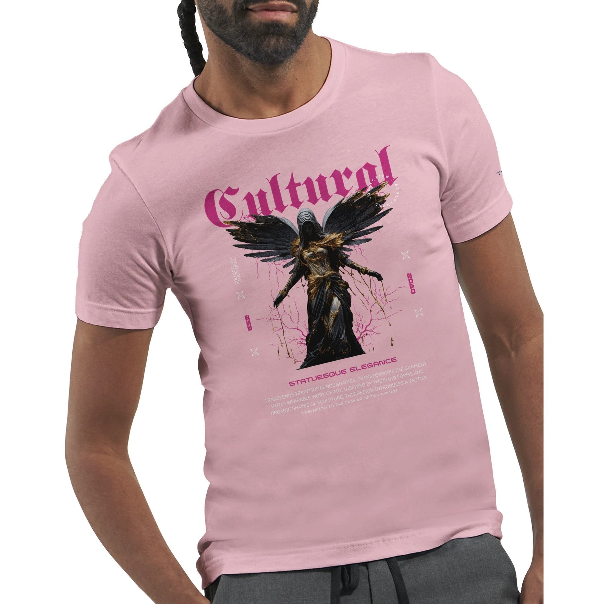 Premium Unisex T-Shirt in pink mit Cultural Streetwear Motiv und weicher Baumwollqualität, ideal für DTG-Druck
