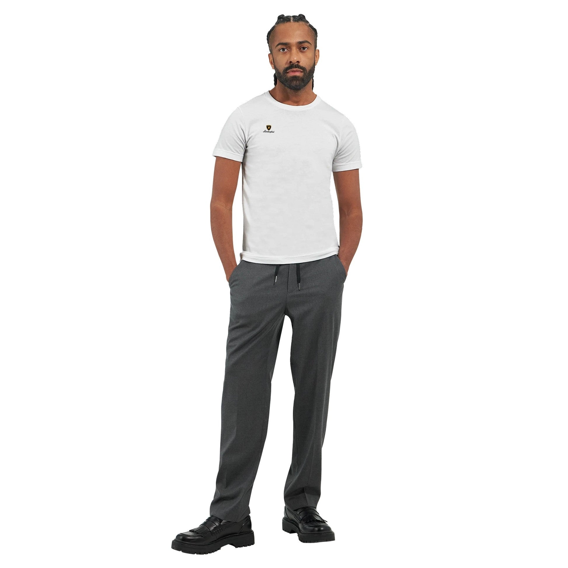 Lamborghini Design T-Shirt für Herren aus hochwertiger, weicher Baumwolle mit modernem, slim Fit und dezentem Logo-Print in Weiß