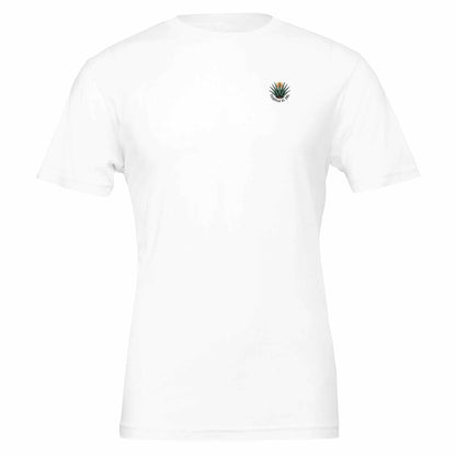 Weißes Tequila Sommer T-Shirt aus weicher, nachhaltiger Baumwolle mit Unisex-Passform und kleinem logo Brustdruck