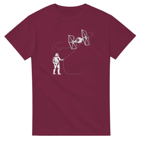 Star Wars Fan T-Shirt maroon with Stormtrooper and TIE Fighter graphic design