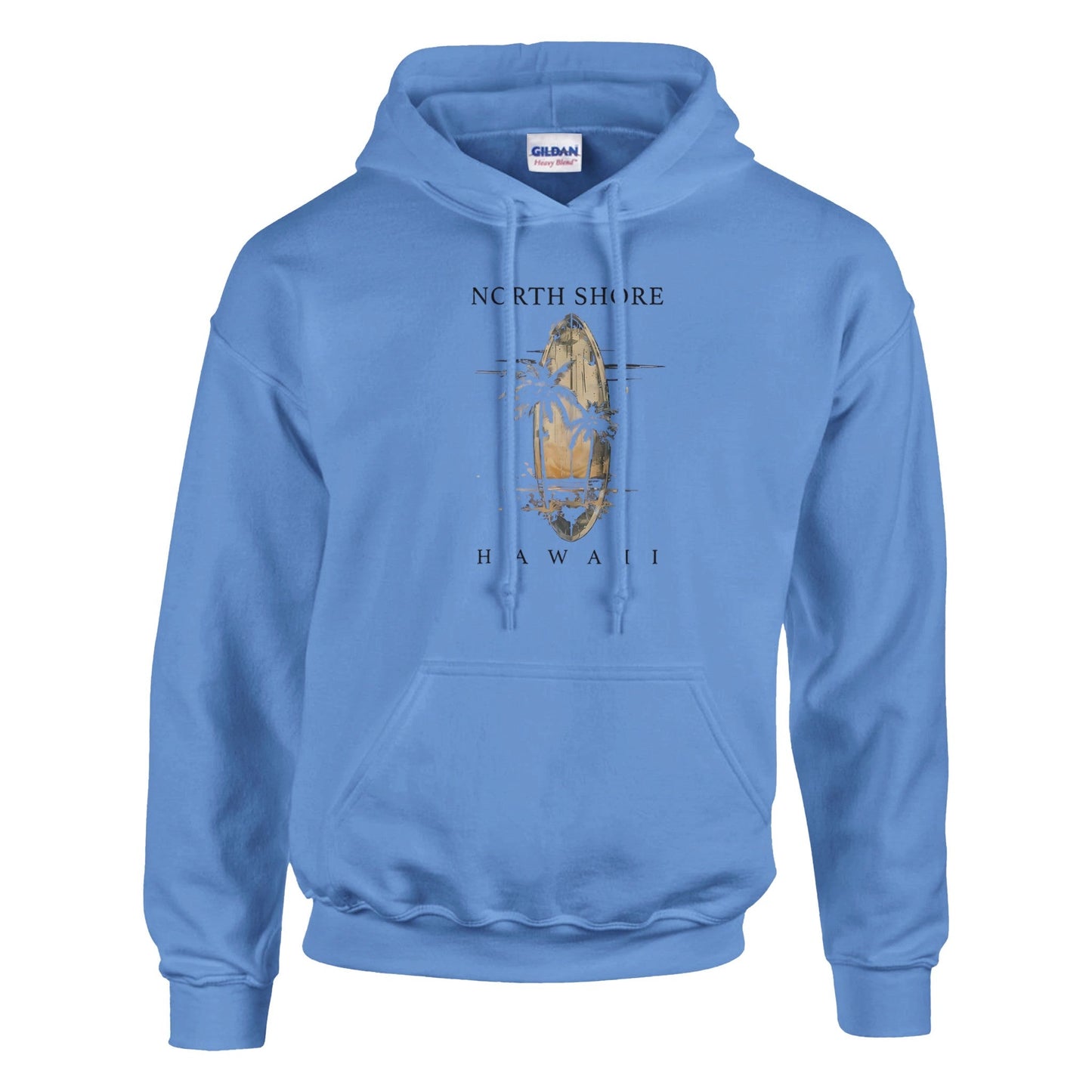 sommertraum hawaii hoodie blau mit north shore hawaii surfbrett motiv kuschelig und komfortabel
