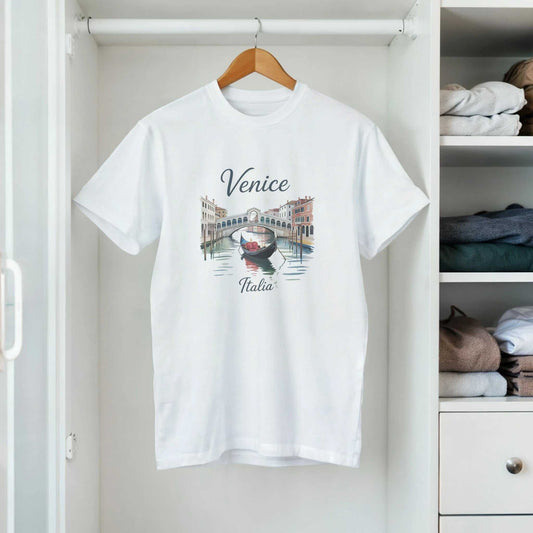 Venedig Sommer T-Shirt Herren mit Venezia Gondel Motiv aus weicher Baumwolle