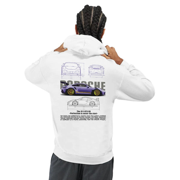 Beerenfarbener Damen Hoodie mit Porsche Auto-Design, stylischer Schutz und kuscheliger Komfort