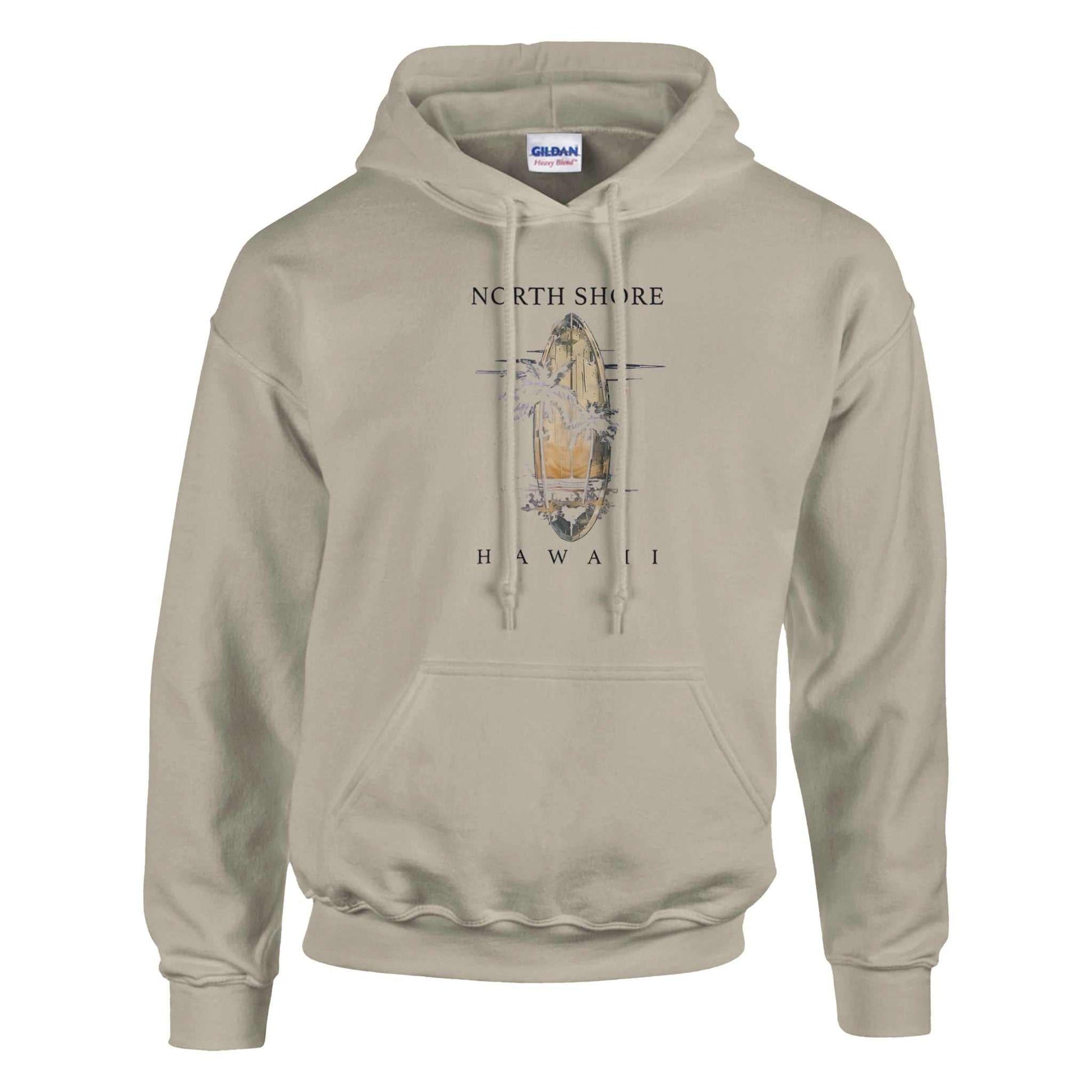 Sommertraum Hawaii Hoodie beige kuscheliger Kapuzenpullover mit North Shore Hawaii Print