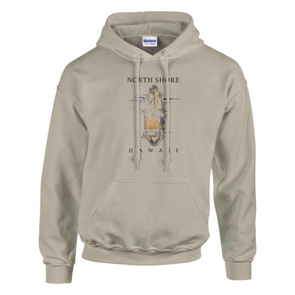 Sommertraum Hawaii Hoodie beige kuscheliger Kapuzenpullover mit North Shore Hawaii Print