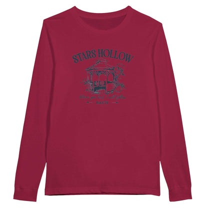 Gemütliches Gilmore Girl Shirt langärmelig rot mit Stars Hollow Print, weiches klassisches Design