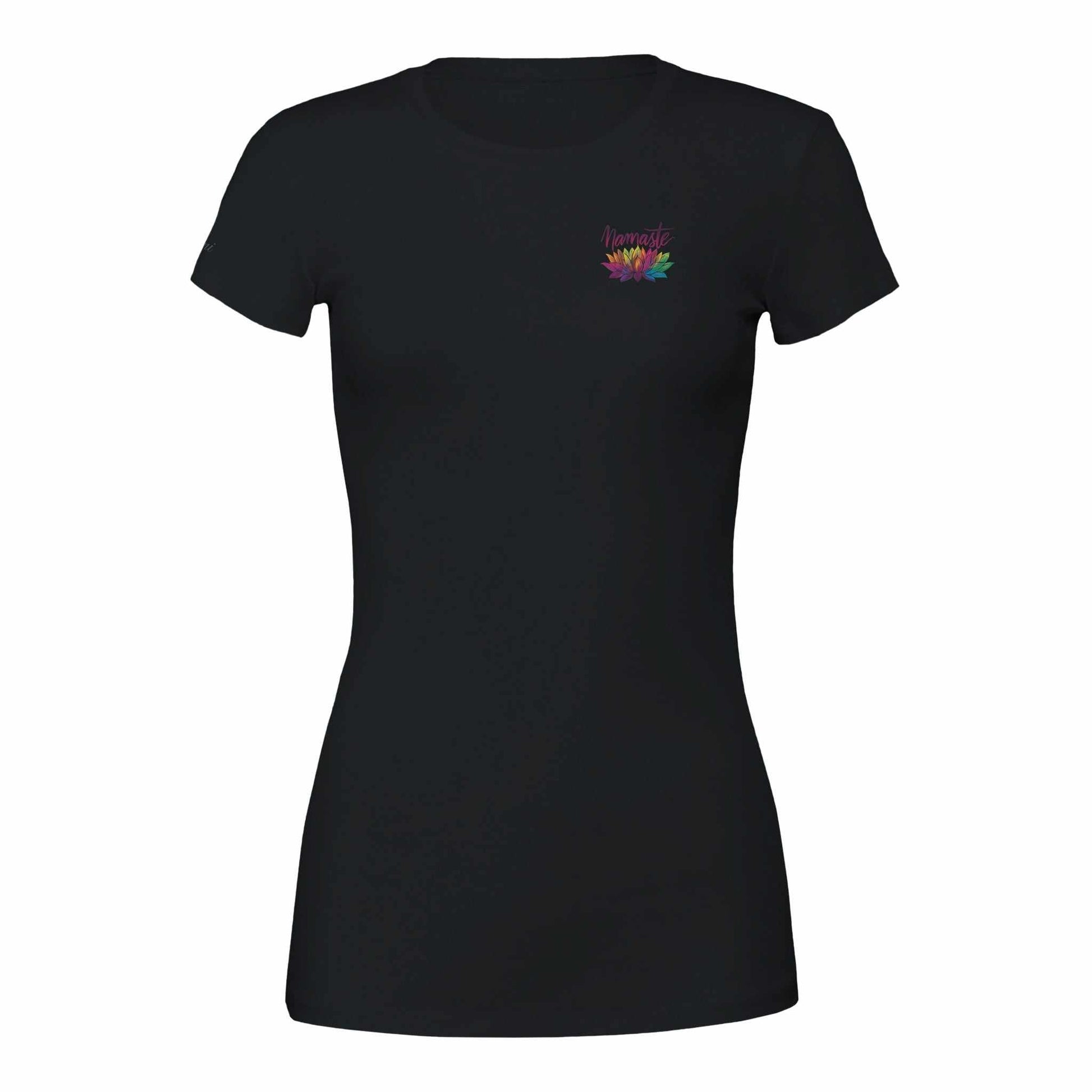 Weiches Yoga Damen Shirt in Schwarz mit Lotusblumen-Design für Komfort und Stil