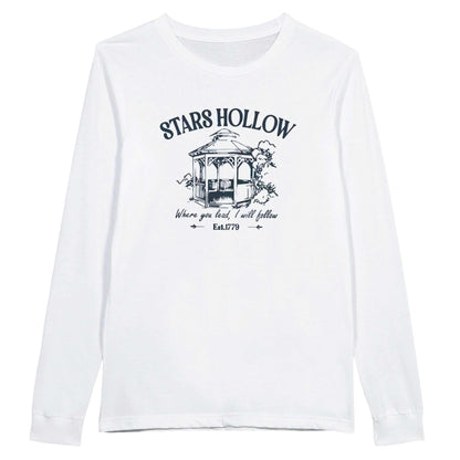 Gemütliches Gilmore Girl Shirt weißes Langarmshirt mit Stars Hollow Print und weichem Stoff
