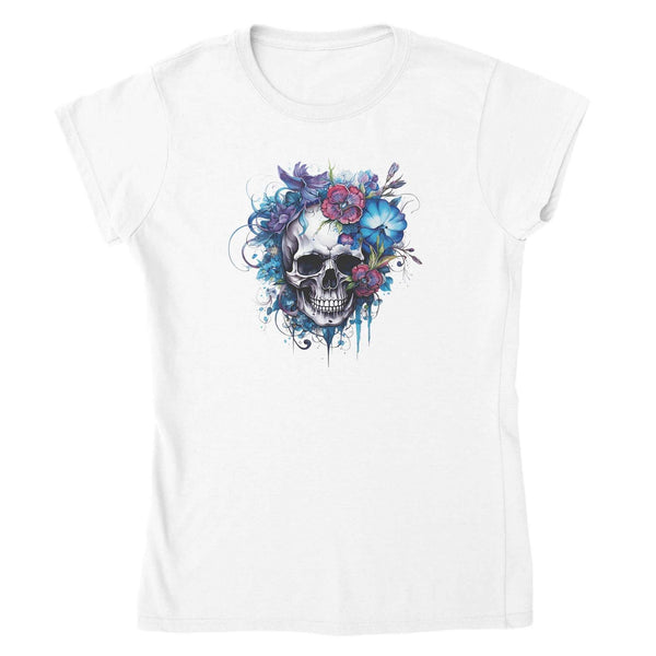 Blumen Totenkopf Damen T-Shirt