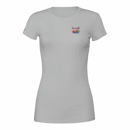 Weiches Yoga Damen Shirt in Grau mit Namaste-Logo, komfortabel und stilvoll
