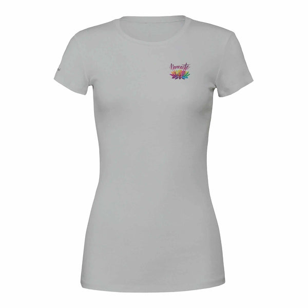 Weiches Yoga Damen Shirt in Grau mit Namaste-Logo, komfortabel und stilvoll